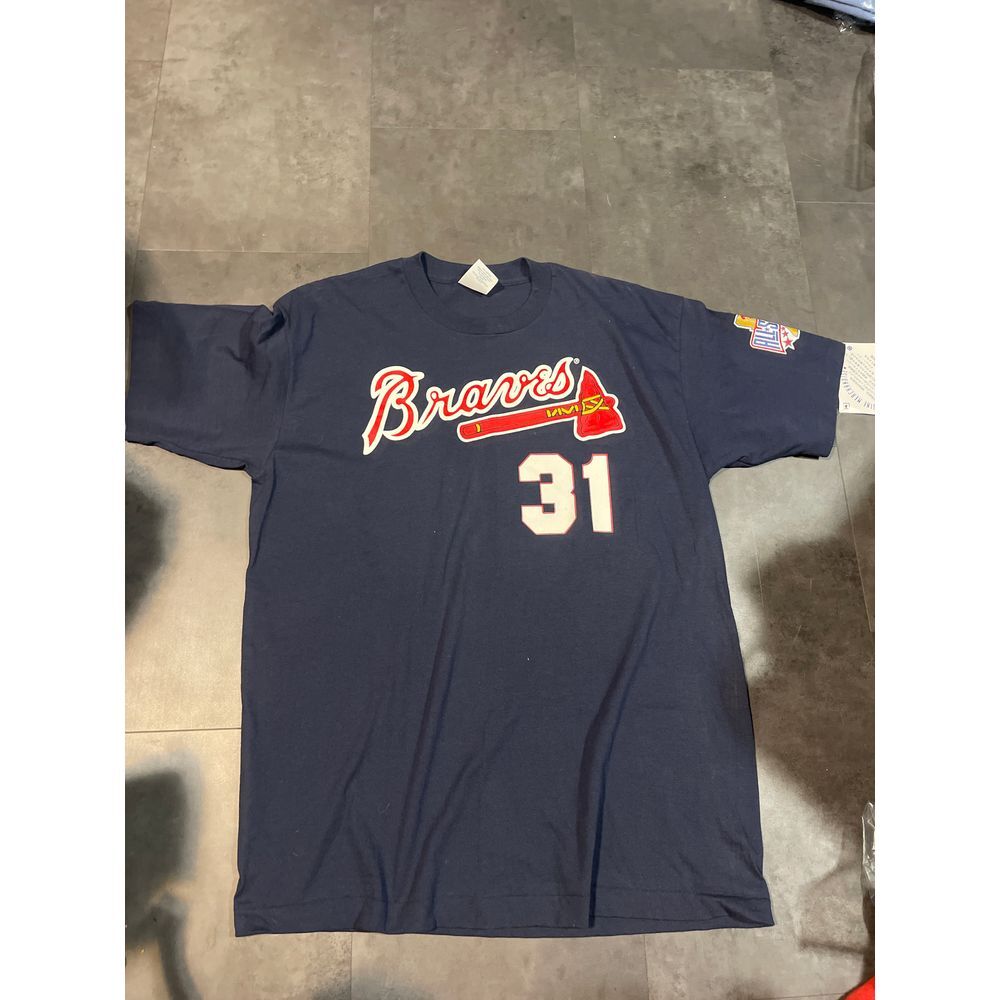 Atlanta Braves MLB Baseball Jersey T-Shirt #31 Maddux Navy Blue XL C-8‎